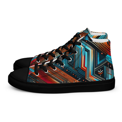 Blue Abstract Men’s high top canvas shoes