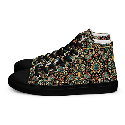 Multi Color Print Men’s high top canvas shoes