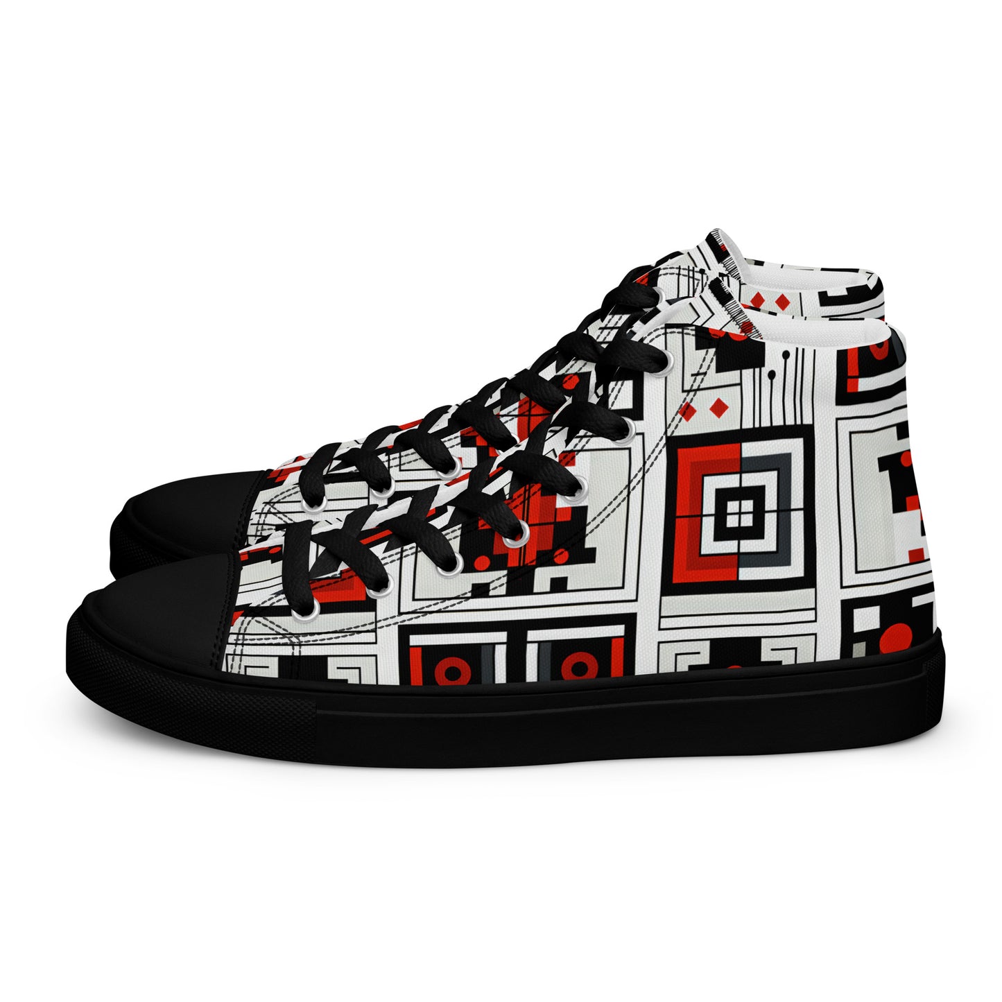 Square Abstract Men’s high top canvas shoes