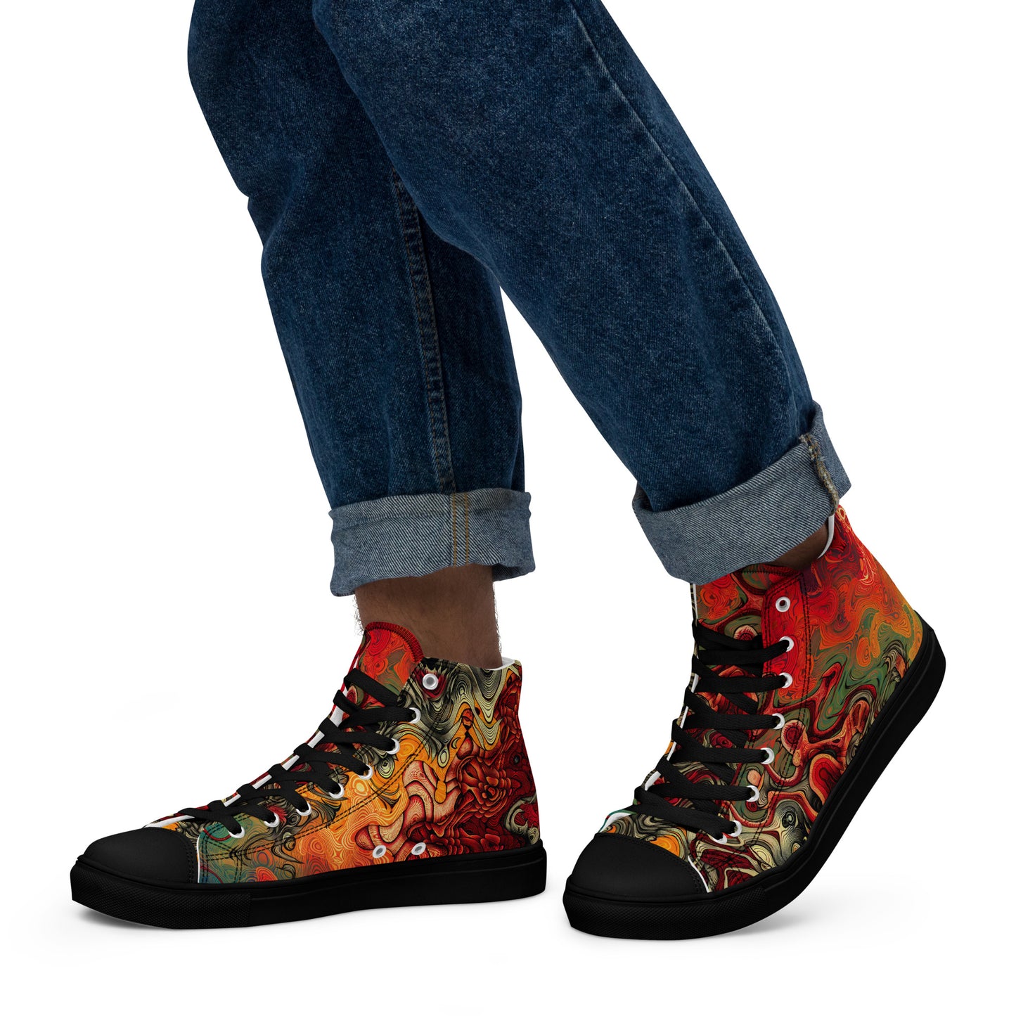 Red Dragon Men’s high top canvas shoes