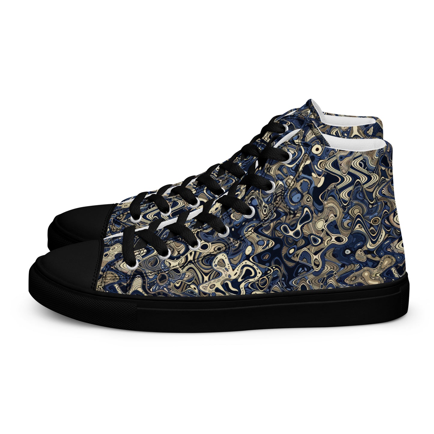 Abstract Wave Men’s high top canvas shoes