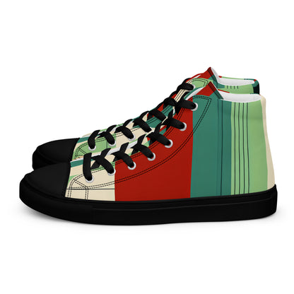 Multi Color Block Abstract Men’s high top canvas shoes