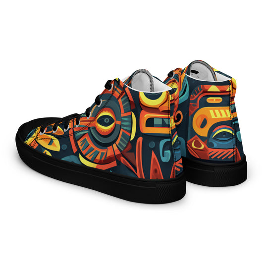 Tribal Pattern Men’s high top canvas shoes