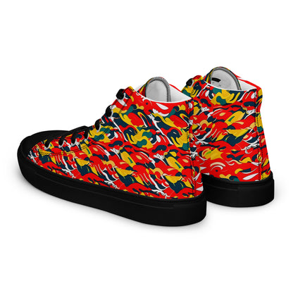 Red Camo Men’s high top canvas shoes