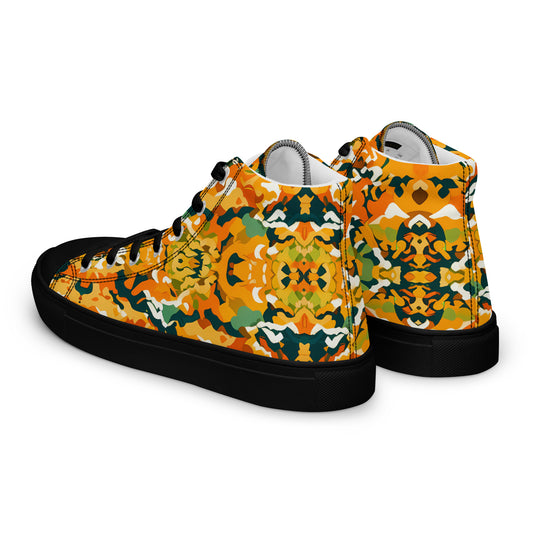 Yellow Camo  Men’s high top canvas shoes