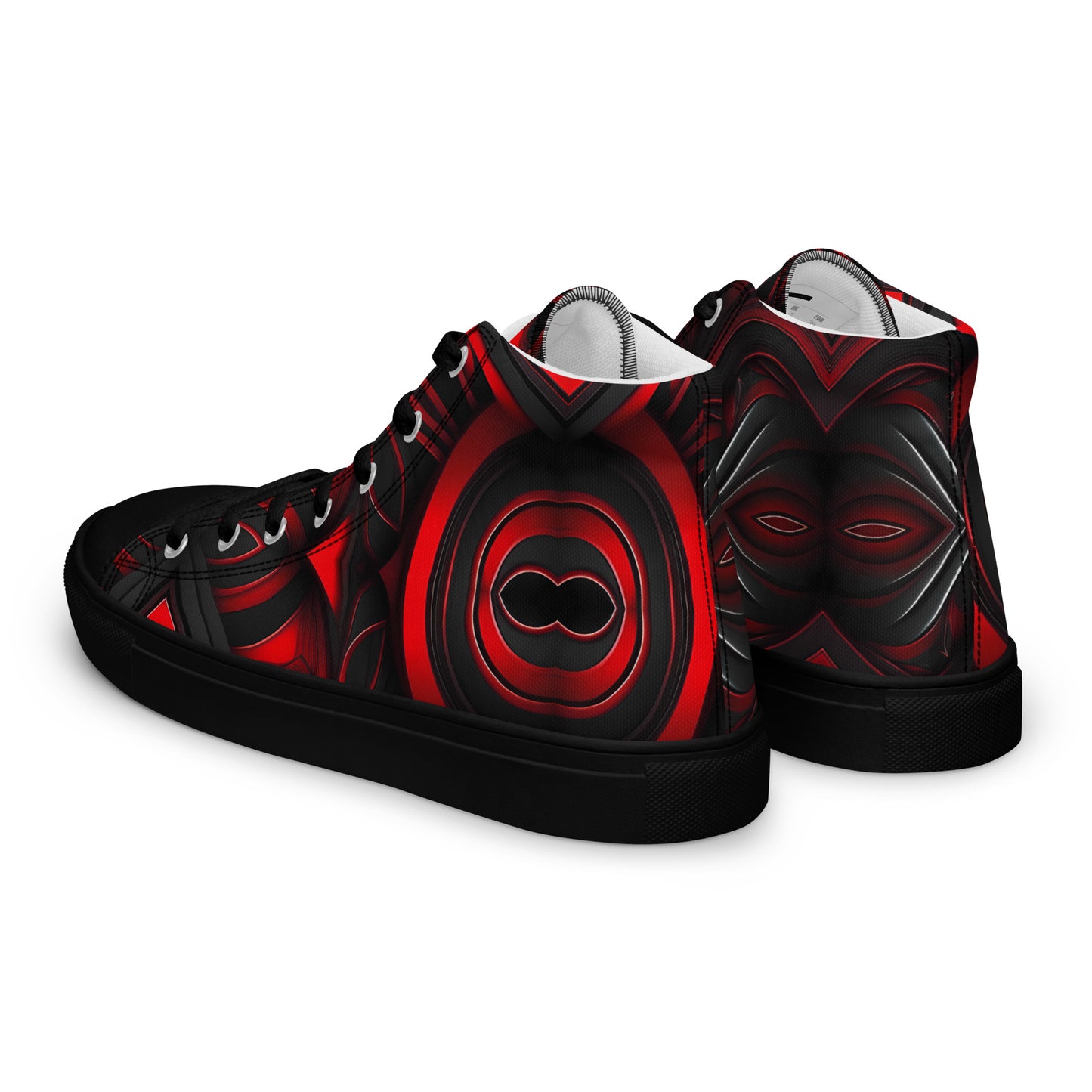 Red and Black Men’s high top canvas shoes