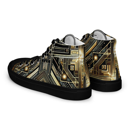 Black and Gold Men’s high top canvas shoes