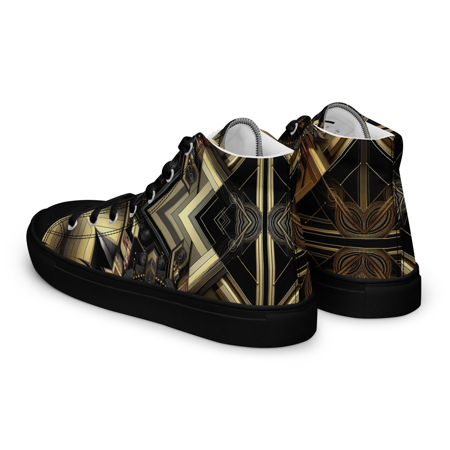 Black and Gold Men’s high top canvas shoes