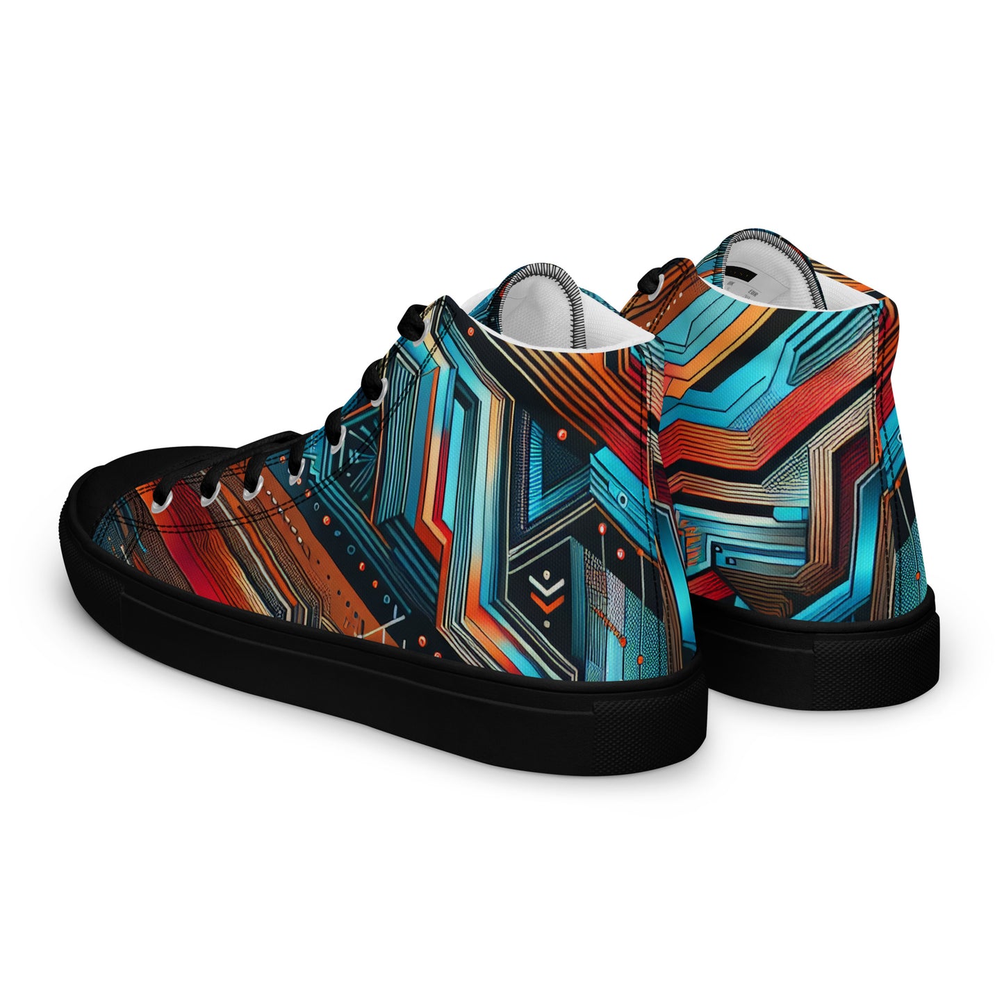 Blue Abstract Men’s high top canvas shoes