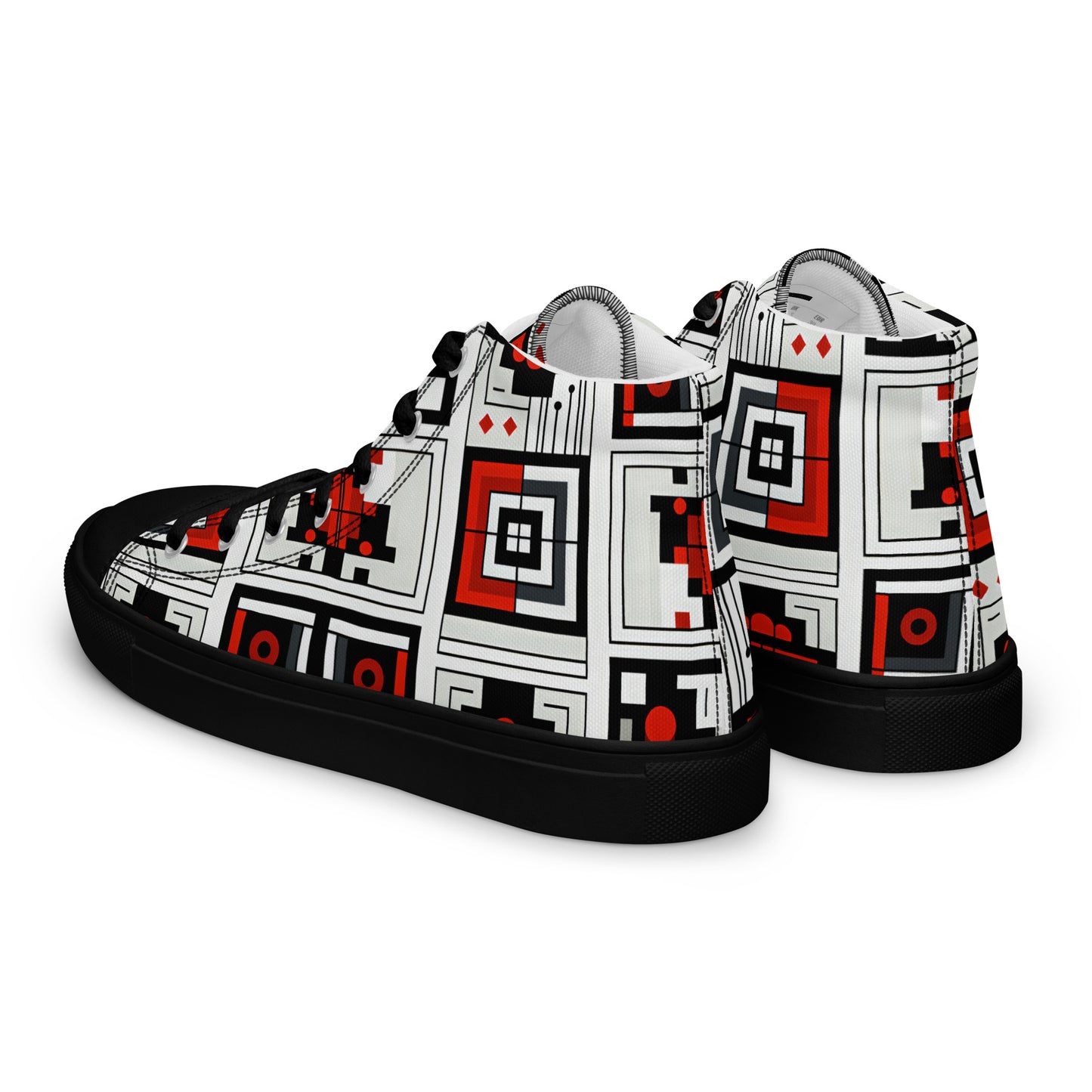 Square Abstract Men’s high top canvas shoes