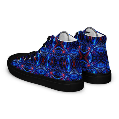 Blue Lights Men’s high top canvas shoes