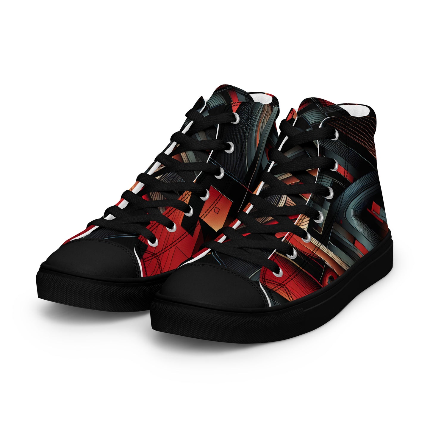 Abstract Multi Color Men’s high top canvas shoes