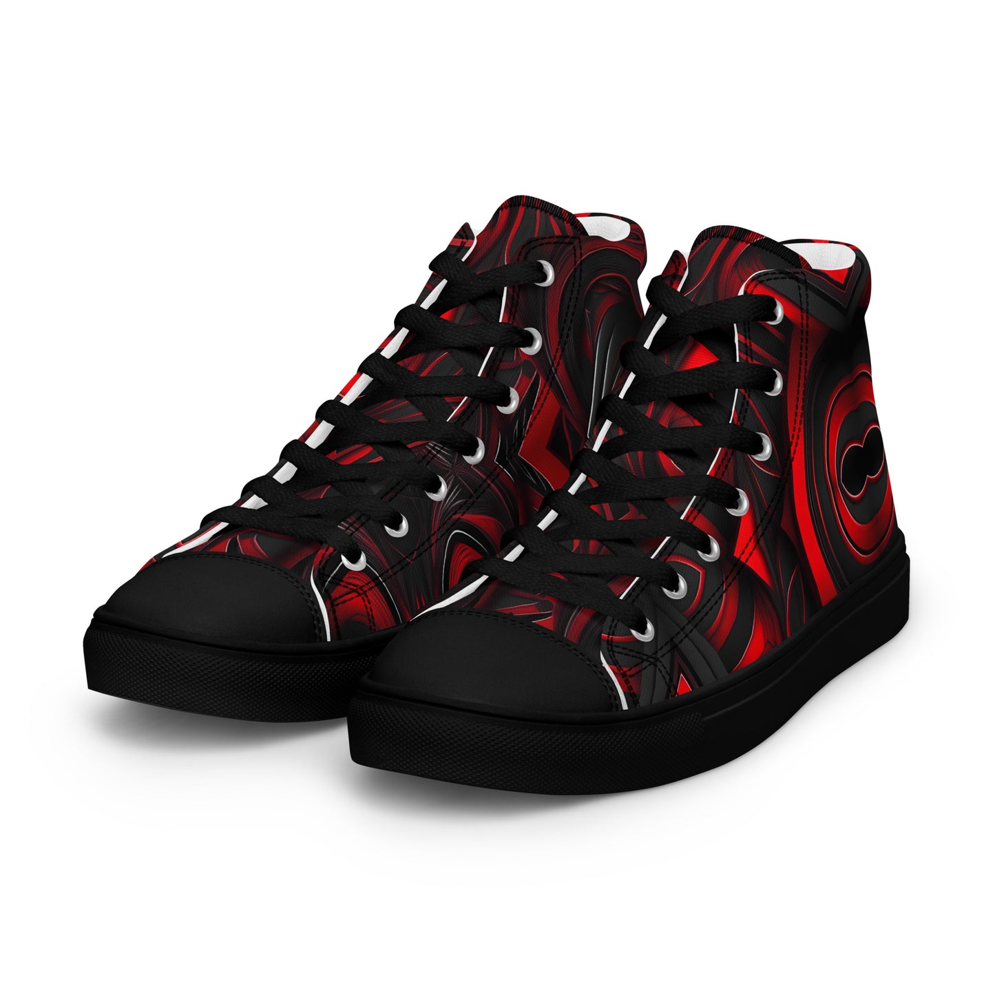 Red and Black Men’s high top canvas shoes