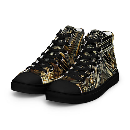 Black and Gold Men’s high top canvas shoes