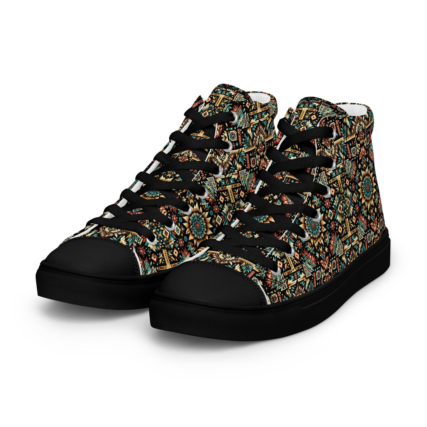 Multi Color Print Men’s high top canvas shoes