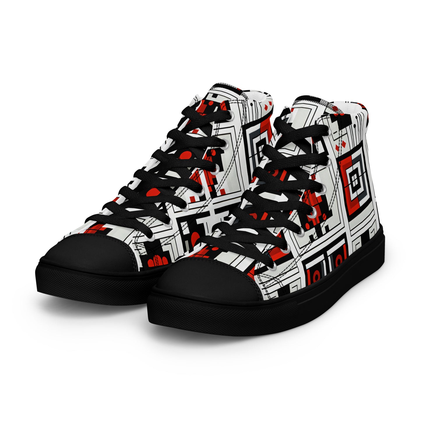 Square Abstract Men’s high top canvas shoes