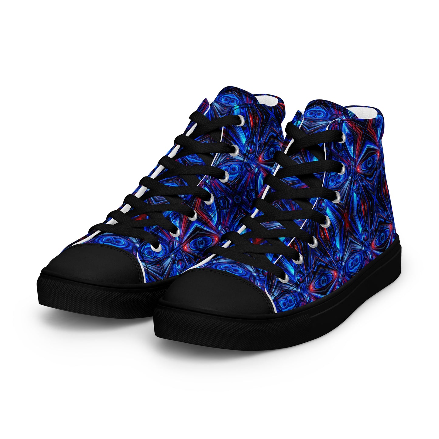 Blue Lights Men’s high top canvas shoes