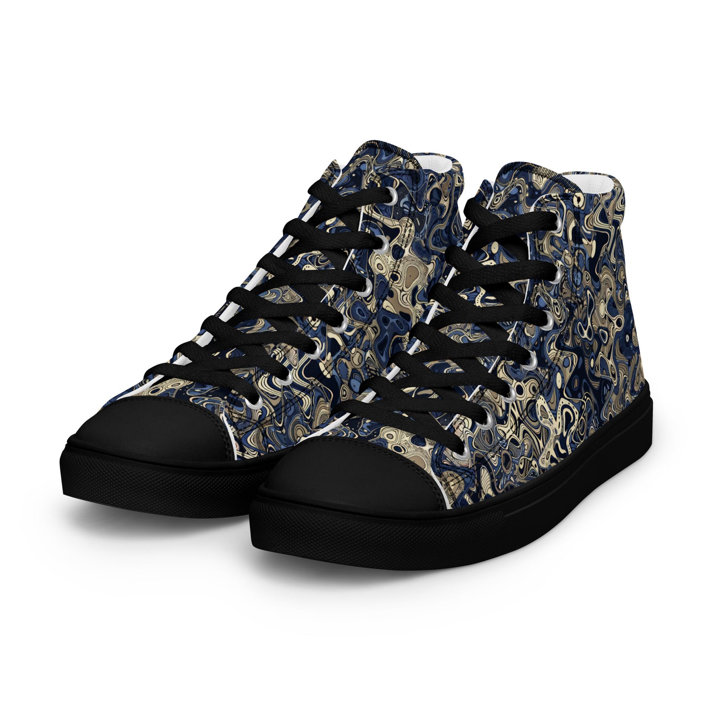 Abstract Wave Men’s high top canvas shoes