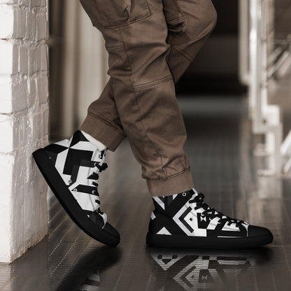 Black and White Zings Men’s high top canvas shoes