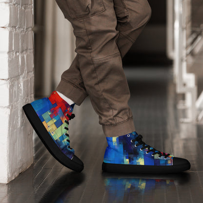 Color Block Abstract Men’s high top canvas shoes