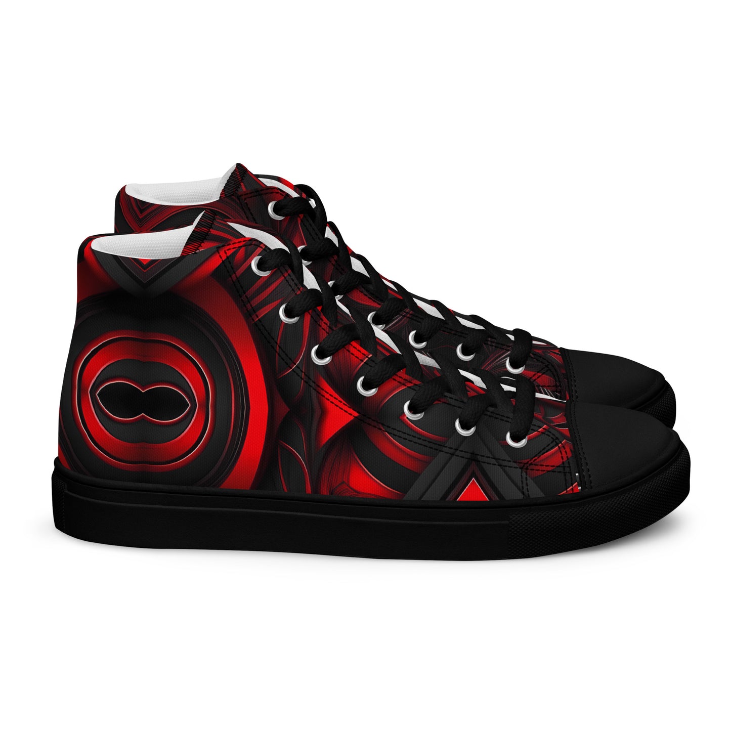 Red and Black Men’s high top canvas shoes