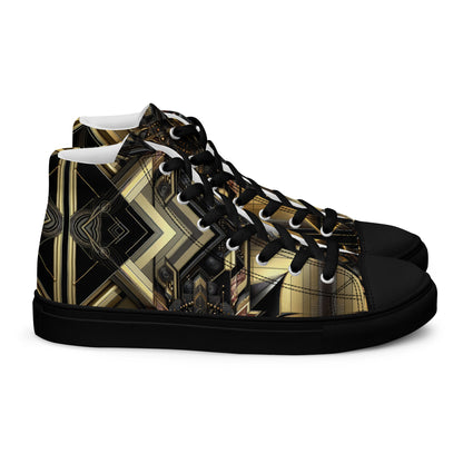 Black and Gold Men’s high top canvas shoes