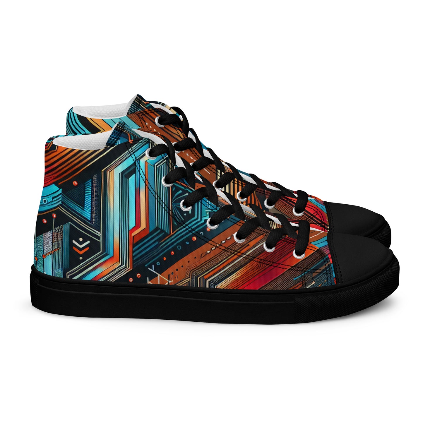 Blue Abstract Men’s high top canvas shoes