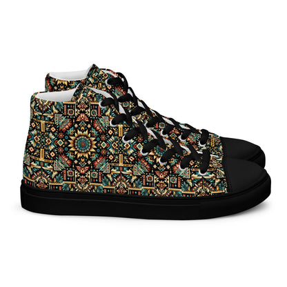 Multi Color Print Men’s high top canvas shoes