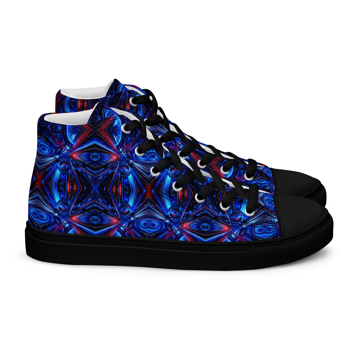 Blue Lights Men’s high top canvas shoes