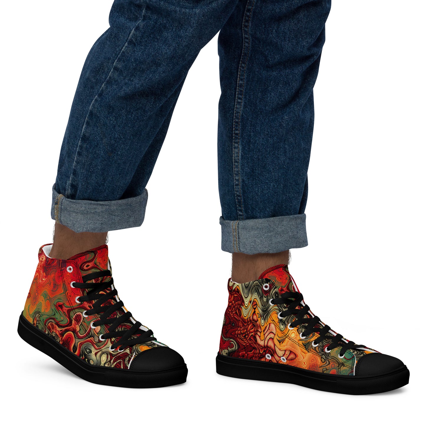 Red Dragon Men’s high top canvas shoes