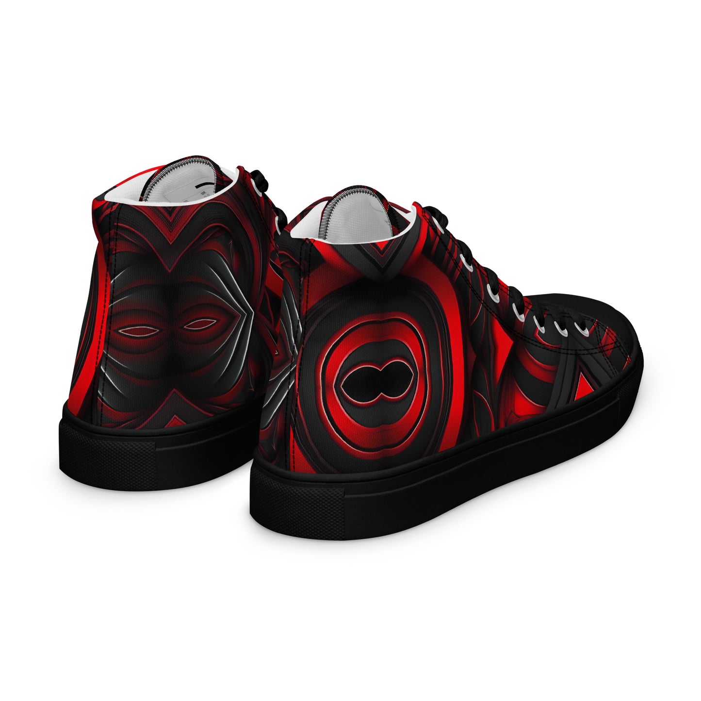 Red and Black Men’s high top canvas shoes