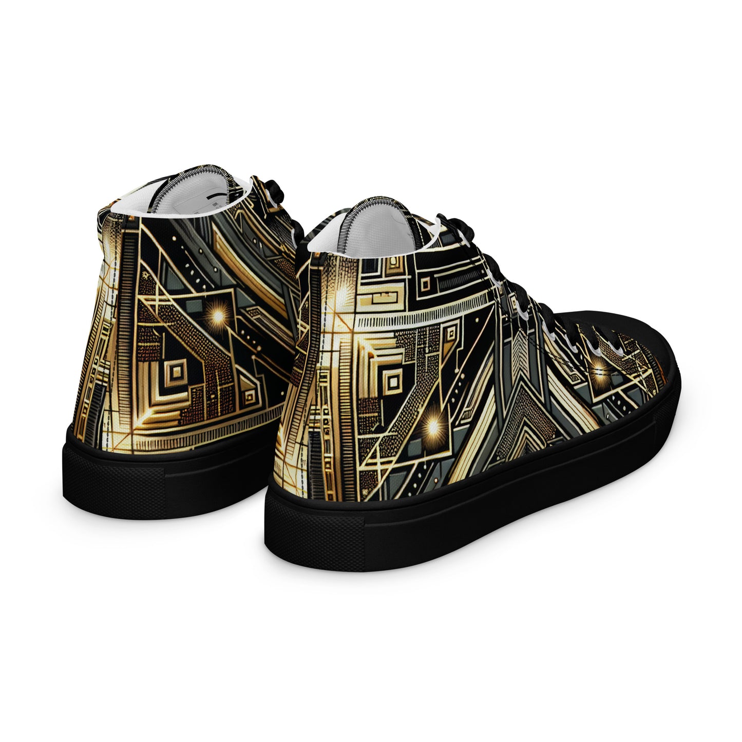 Black and Gold Men’s high top canvas shoes