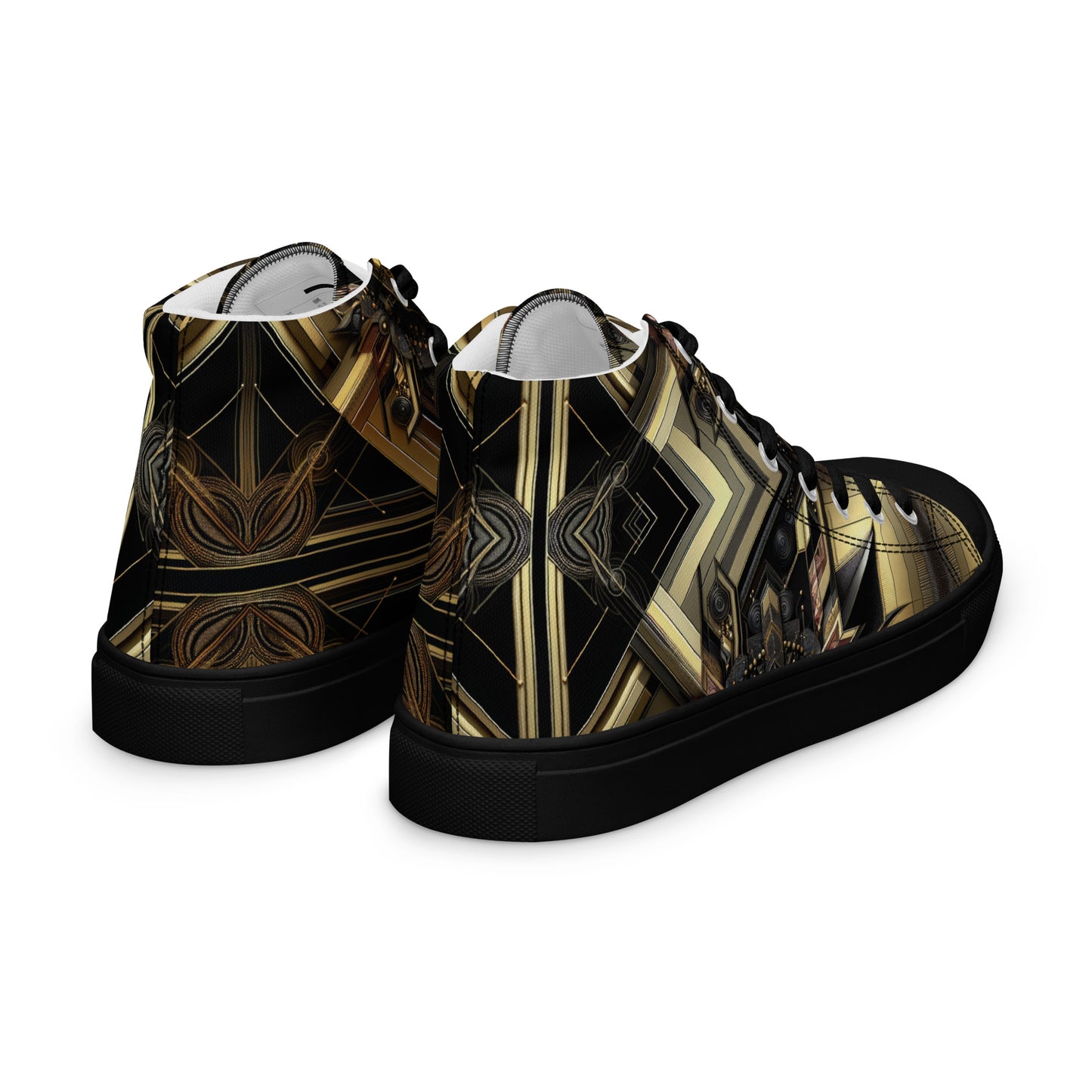 Black and Gold Men’s high top canvas shoes