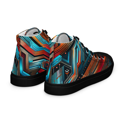 Blue Abstract Men’s high top canvas shoes