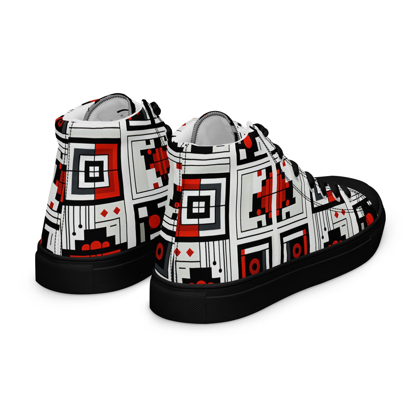 Square Abstract Men’s high top canvas shoes