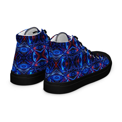 Blue Lights Men’s high top canvas shoes