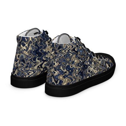 Abstract Wave Men’s high top canvas shoes