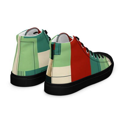 Multi Color Block Abstract Men’s high top canvas shoes