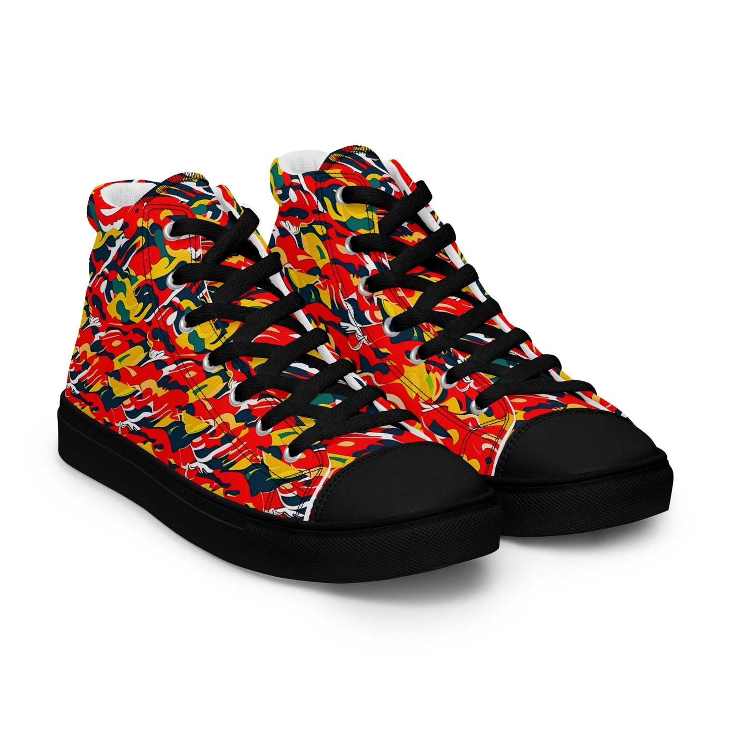 Red Camo Men’s high top canvas shoes