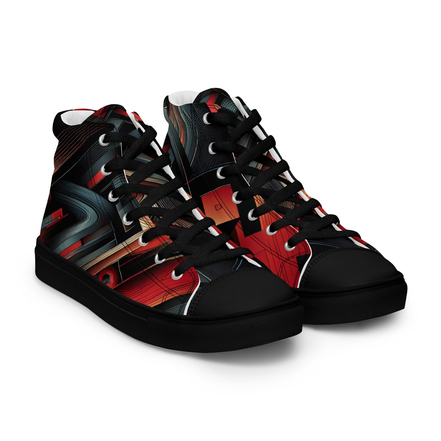 Abstract Multi Color Men’s high top canvas shoes