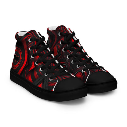 Red and Black Men’s high top canvas shoes