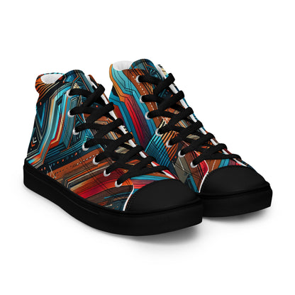 Blue Abstract Men’s high top canvas shoes