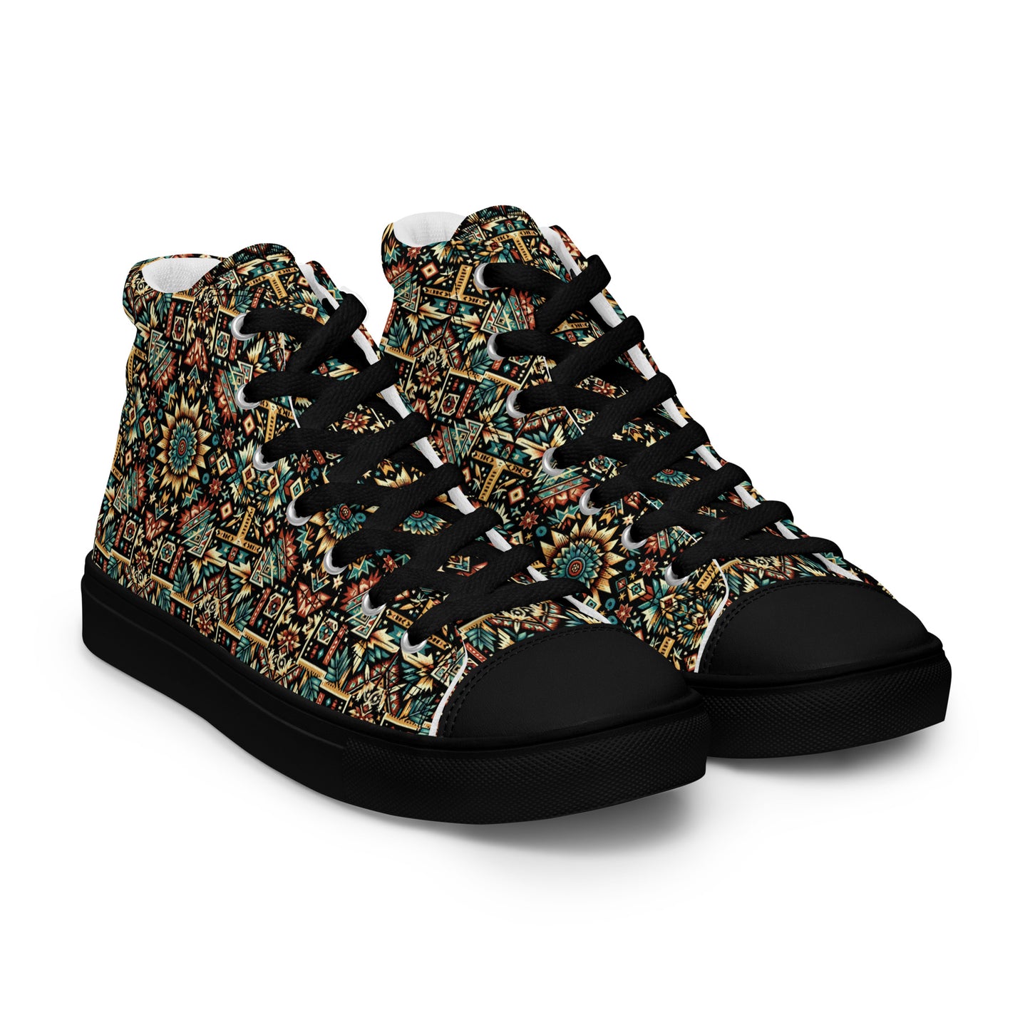 Multi Color Print Men’s high top canvas shoes