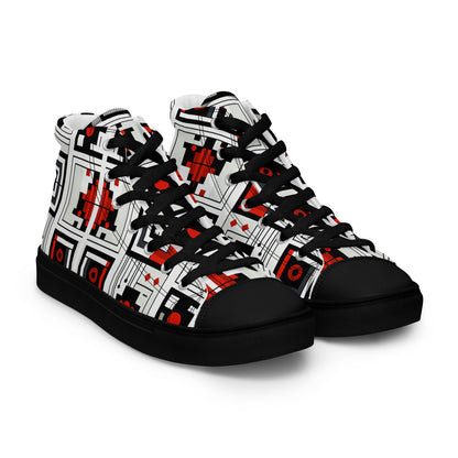 Square Abstract Men’s high top canvas shoes