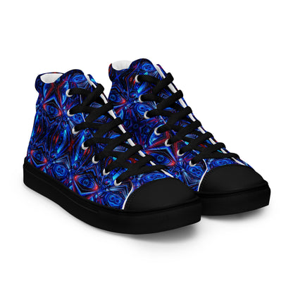 Blue Lights Men’s high top canvas shoes