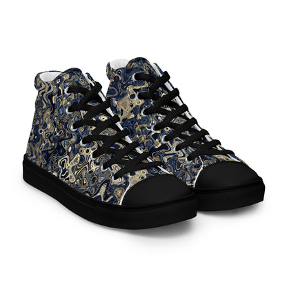 Abstract Wave Men’s high top canvas shoes