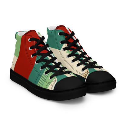 Multi Color Block Abstract Men’s high top canvas shoes