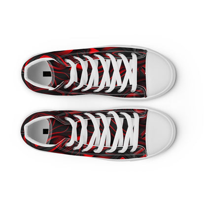 Red and Black Men’s high top canvas shoes