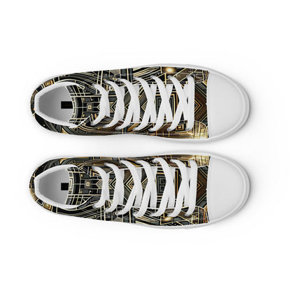 Black and Gold Men’s high top canvas shoes