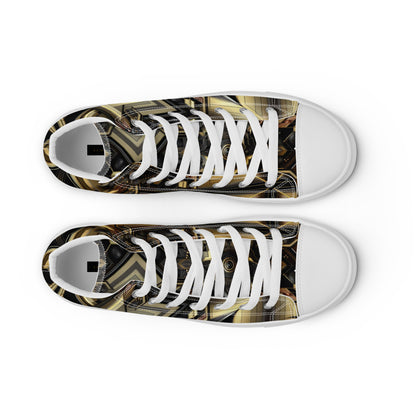 Black and Gold Men’s high top canvas shoes